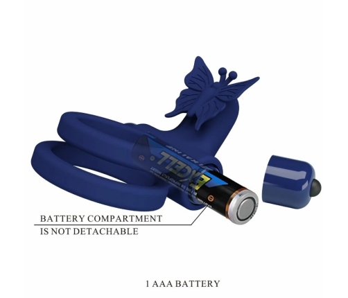 Pretty Love Jamele Blue Dual Ring with Vibrating Butterfly System