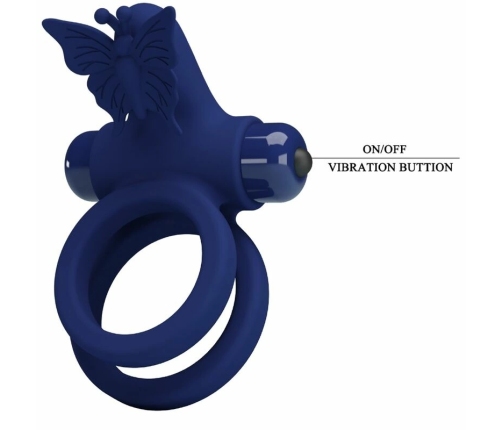 Pretty Love Jamele Blue Dual Ring with Vibrating Butterfly System