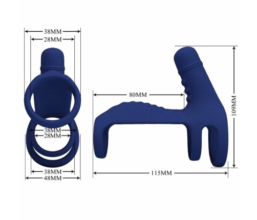 Pretty Love Elish Blue Vibrating Intimate Ring with Extension 10 Modes