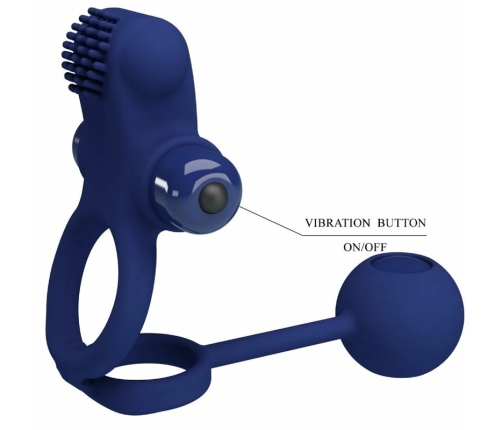 Pretty Love Remington Blue Dual Vibrating Silicone Ring with Plug