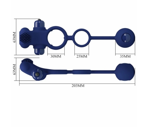 Pretty Love Remington Blue Dual Vibrating Silicone Ring with Plug