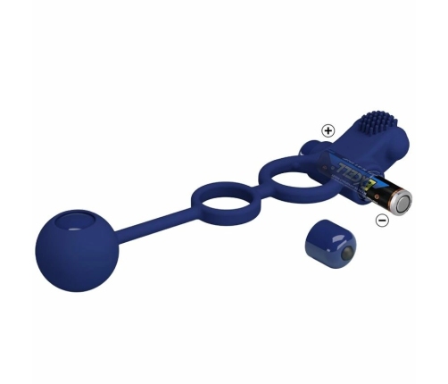Pretty Love Remington Blue Dual Vibrating Silicone Ring with Plug