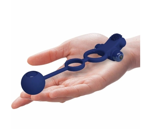 Pretty Love Remington Blue Dual Vibrating Silicone Ring with Plug