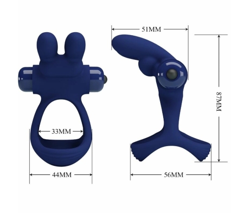 Pretty Love Francisco Blue Dual Vibrating Silicone Ring System