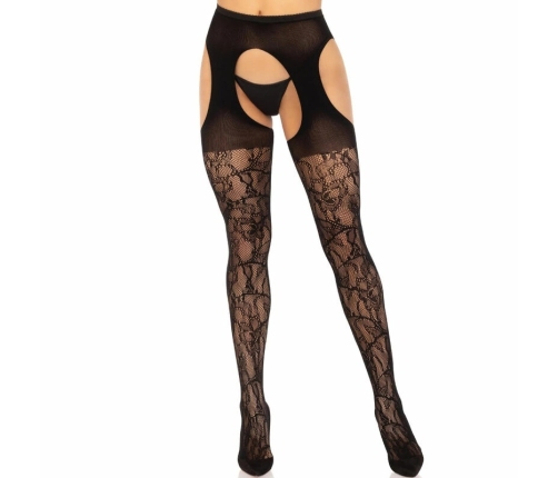 Leg Avenue Lace Suspender Stockings Black One Size - Elegant Design