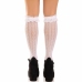 Leg Avenue Knee-High Socks White Ruffle Cuff Stretch Knit One Size