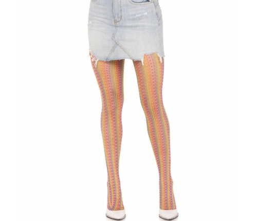 Leg Avenue Multicolor Crochet Stockings - Rainbow Fishnet, One Size