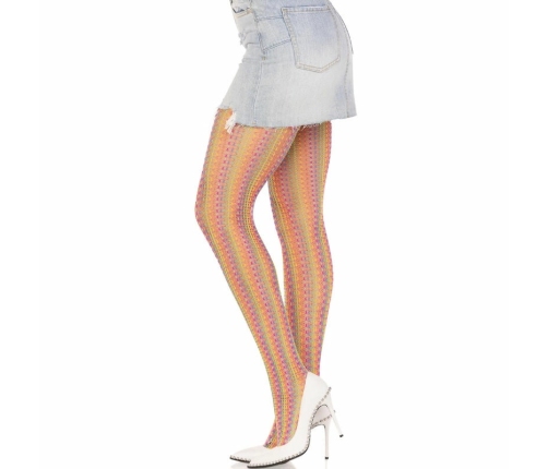 Leg Avenue Multicolor Crochet Stockings - Rainbow Fishnet, One Size