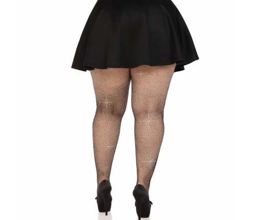 Leg Avenue Colby Plus Size Mesh Stockings with Rhinestone Accents Black