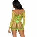 Leg Avenue Long Sleeve Net Mini Dress Green One Size - Breathable Fabric