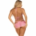 Leg Avenue Diamond Accent 3-Piece Sheer Lingerie Set Pink M/L
