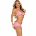 Leg Avenue Diamond Accent 3-Piece Sheer Lingerie Set Pink M/L
