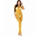 Leg Avenue Long Net Dress Yellow One Size - Stretch Mesh with Open Back