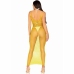 Leg Avenue Long Net Dress Yellow One Size - Stretch Mesh with Open Back
