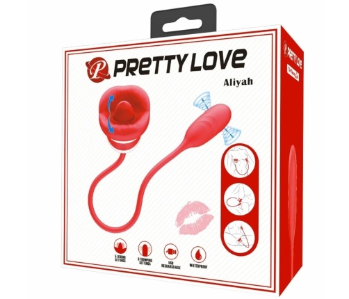 Pretty Love Aliyah Red Dual-Action Oral Simulation Device, USB, Silicone