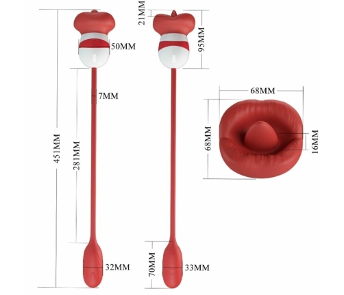 Pretty Love Aliyah Red Dual-Action Oral Simulation Device, USB, Silicone
