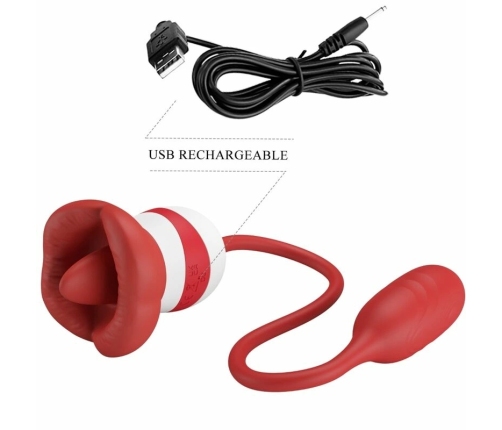 Pretty Love Aliyah Red Dual-Action Oral Simulation Device, USB, Silicone