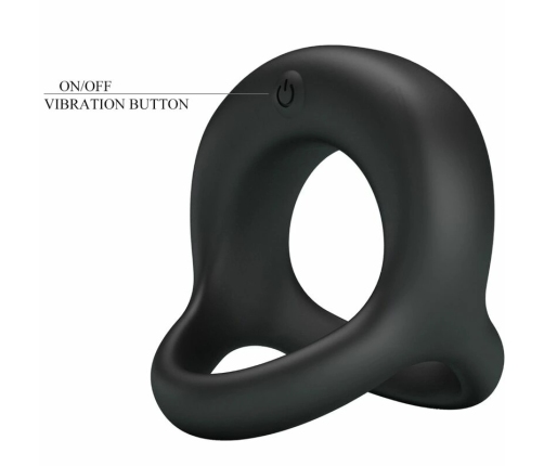 Pretty Love Elliott Black Silicone Vibration Ring with 10 Modes, Waterproof