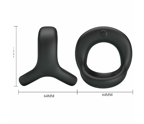 Pretty Love Elliott Black Silicone Vibration Ring with 10 Modes, Waterproof