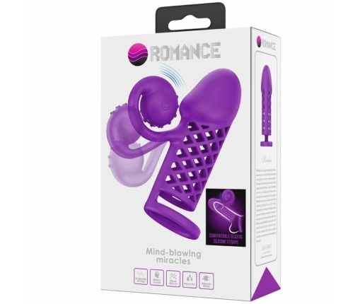 ROMANCE Harden Purple Intimate Extension Sleeve, 10 Modes, Silicone