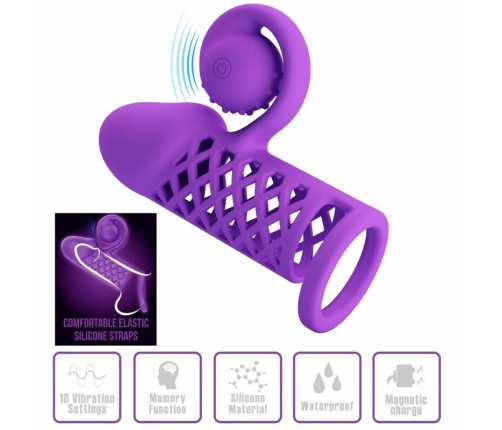 ROMANCE Harden Purple Intimate Extension Sleeve, 10 Modes, Silicone