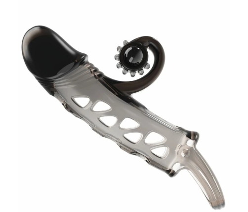 ROMANCE Black Intimate Sleeve with Vibrating Flexible Tip, Adjustable Fit