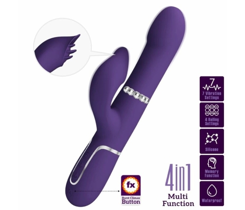 Pretty Love Zalin 4-in-1 Rabbit Vibrator Pearls, Dual Motors, Purple