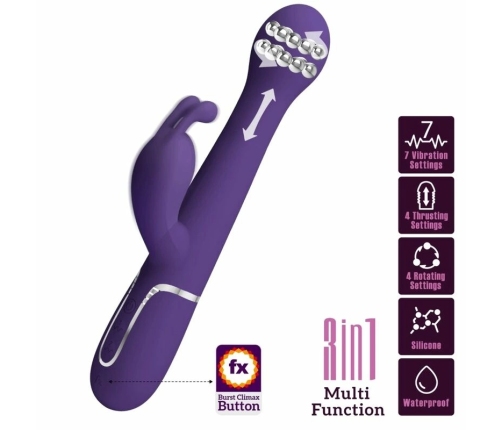 Pretty Love Dejon 3-in-1 Intimate Machine, Dual Motor, Purple, USB