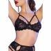 Chilirose CR 4697 Four-Piece Lace Lingerie Set Black Size M