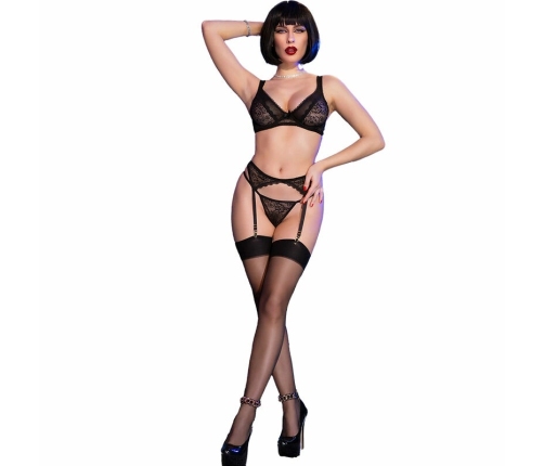 Chilirose CR 4692 Four-Piece Black Lace Lingerie Set XL Adjustable Straps