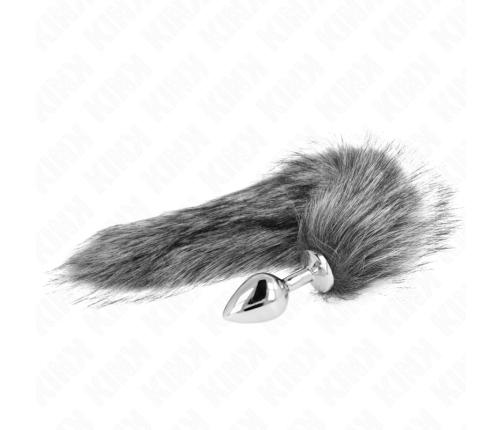 KINK Medium Silicone Plug with 40cm Grey Synthetic Tail - 8x3.5cm