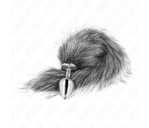 KINK Medium Silicone Plug with 40cm Grey Synthetic Tail - 8x3.5cm