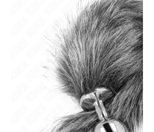 KINK Medium Silicone Plug with 40cm Grey Synthetic Tail - 8x3.5cm