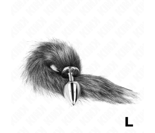 KINK Intimate Plug L with 40cm Synthetic Grey Tail - 10x4cm Silicone