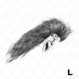 KINK Intimate Plug L with 40cm Synthetic Grey Tail - 10x4cm Silicone