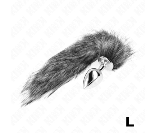 KINK Intimate Plug L with 40cm Synthetic Grey Tail - 10x4cm Silicone