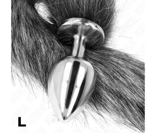 KINK Intimate Plug L with 40cm Synthetic Grey Tail - 10x4cm Silicone