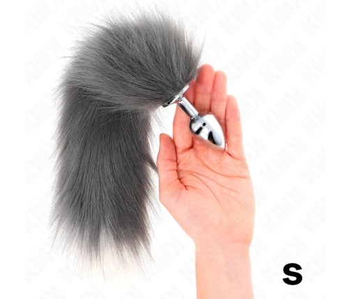 KINK Intimate Plug S Grey & White Synthetic Tail 7x3cm Tail 40cm