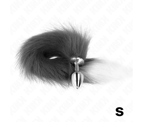 KINK Intimate Plug S Grey & White Synthetic Tail 7x3cm Tail 40cm