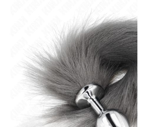 KINK Medium Silicone Plug with 40cm Grey & White Synthetic Tail