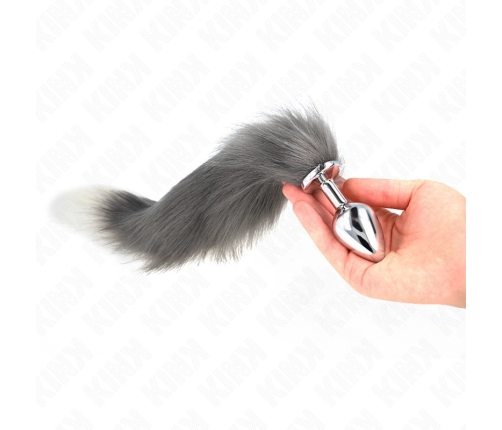 KINK Medium Silicone Plug with 40cm Grey & White Synthetic Tail