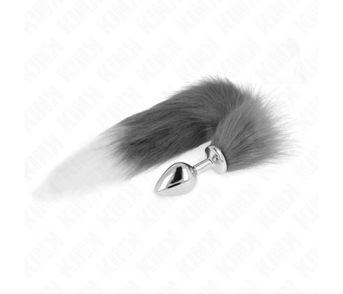 KINK Medium Silicone Plug with 40cm Grey & White Synthetic Tail