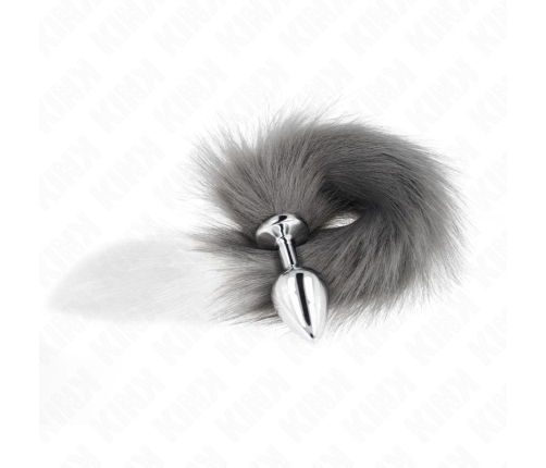 KINK Medium Silicone Plug with 40cm Grey & White Synthetic Tail