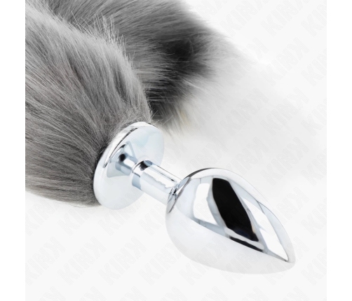 KINK Intimate Plug L Silicone Grey-White Tail 10x4cm | 40cm Synthetic Tail