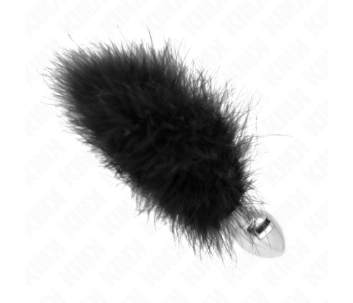 KINK Stainless Steel Intimate Plug L 11x7cm with Black Synthetic Feather 11cm