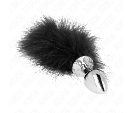 KINK Stainless Steel Intimate Plug L 11x7cm with Black Synthetic Feather 11cm