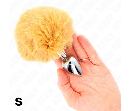 KINK Steel Intimate Plug With Faux Rabbit Tail 7x3cm Beige 8cm Tail