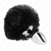 KINK Stainless Steel Plug with Black Faux Fur Rabbit Tail 7x3cm, 8cm Tail