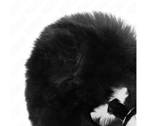KINK Stainless Steel Plug with Black Faux Fur Rabbit Tail 7x3cm, 8cm Tail