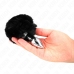 KINK Stainless Steel Plug with Black Faux Fur Rabbit Tail 7x3cm, 8cm Tail